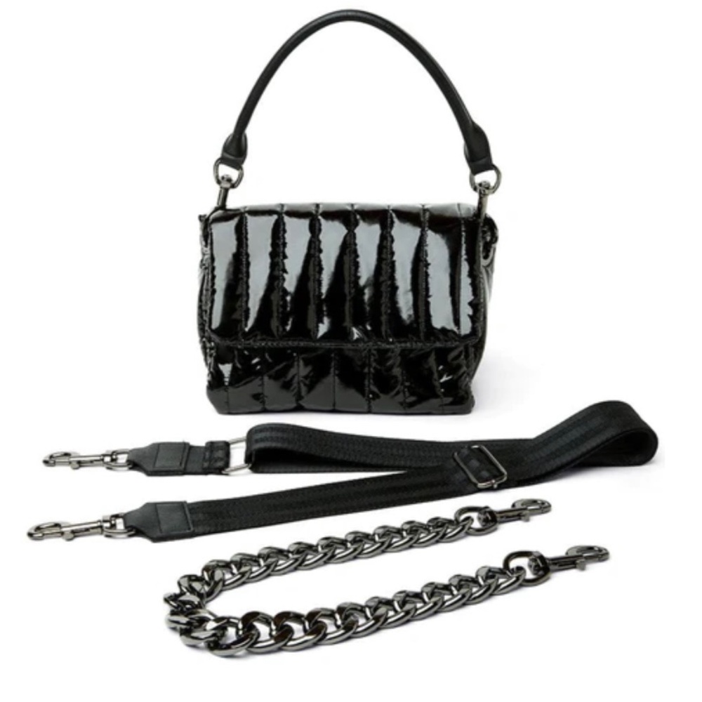 Think Royln Bar Bag in black patent NWT